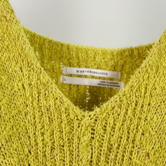 NWT By Anthropologie V-Neck Pointelle Sweater Tank in Yellow - Picture 6 of 9
